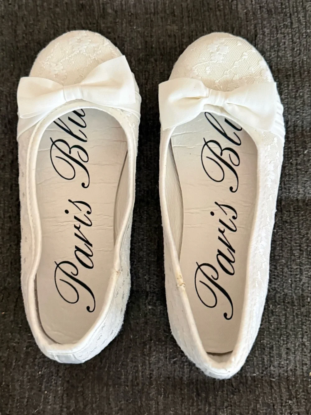 Paris Blues White Lace Bow Ballet Flats for Kids